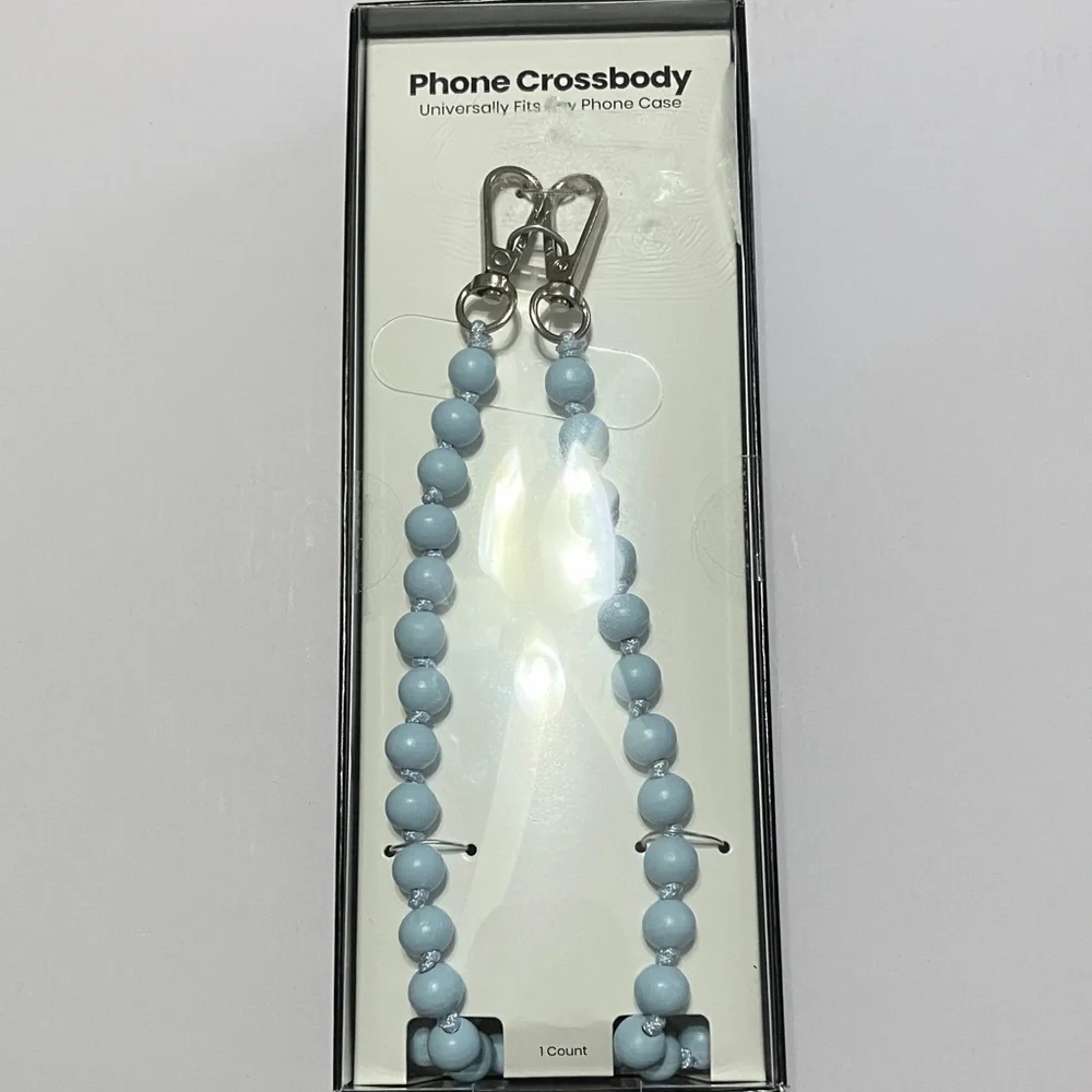 Blue Beaded Phone Crossbody Case